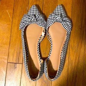 Black gingham flats